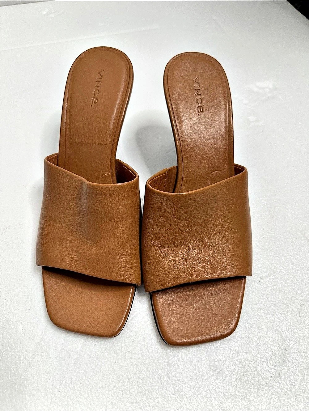 Vince Brown leather wedge Heel Mules US 9M